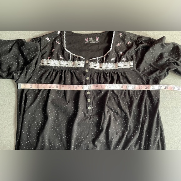 Aria Collection Black White Dotted Cotton Nightdress Size XL - Picture 7 of 9